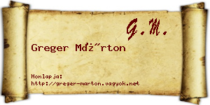 Greger Márton névjegykártya